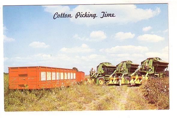 Cotton Picking Time, Machinery in Field,  Dixieland