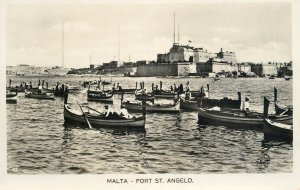 Malta Valletta Fort St. Angelo boats real photo postcard