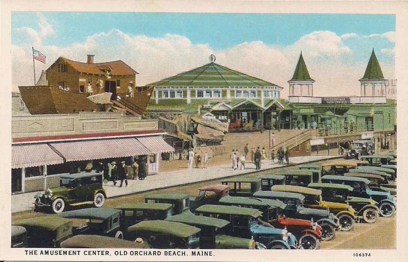 AMUSEMENT PARK Old Orchard Beach ME, Carousel Noah's Ark Ride 1920's Cars, Teich