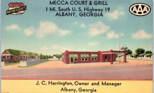 1940s Mecca Court & Grill U.S. Highway 19 Albany GA Postcard