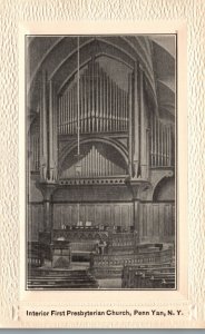 Vintage Postcard 1910's Interior First Presbyterian Church Penn Yan New York NY