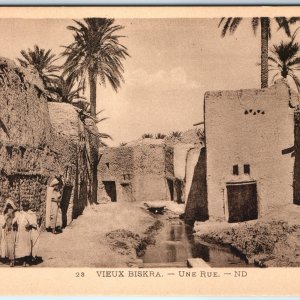 c1920s Biskra, Algeria Mud Brick Desert Oasis Palm Trees Narrow Street A357