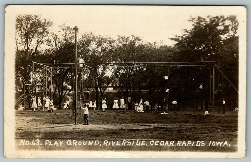 Cedar Rapids~Dangerous Playground~Tallest Swingset*~Monkey Bars~Rope 1915 RPPC 