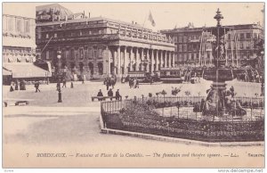 The Fountain And Theatre Square, Cafe Cardinal, Bordeaux (Gironde), France, 1...