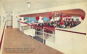 Chicago Illinois 1930s Postcard Edgewater Beach Yacht Club Cocktail Room