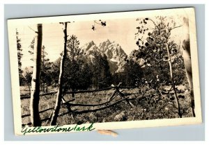 Vintage 1941 RPPC Postcard Old Fence Yellowstone Park Peak Wyoming