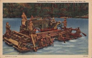 Postcard Military Army Transporting Equipment US Armored Division Fort Knox KY