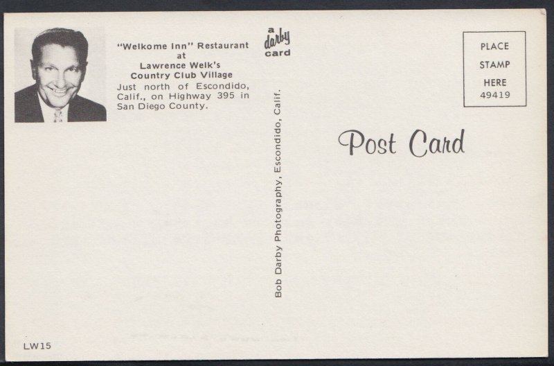 America Postcard - Welkome Inn Restaurant, Lawrence Welk's Country Club  RT107