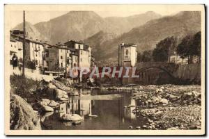 Old Postcard Sospel Old Houses at Edge of the Bevera
