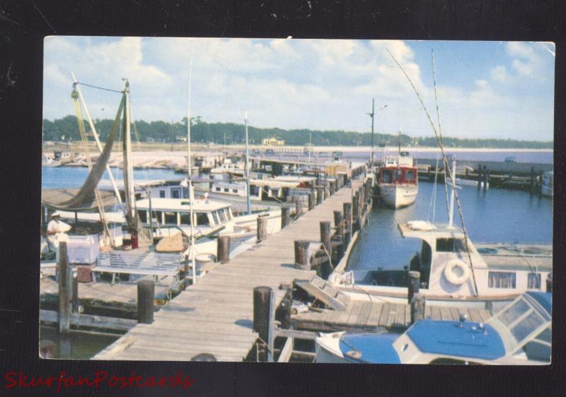 GULFPORT MISSISSIPPI CHARTER BOATS HARBOR VINTAGE POSTCARD MISS.