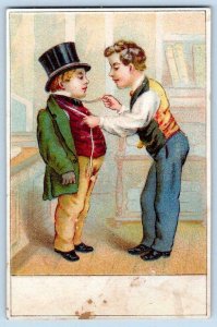 SET/3 DAPPER DUDES*TAILOR*TOP HATS*SMOKING*COATS*STOCK VICTORIAN TRADE CARDS