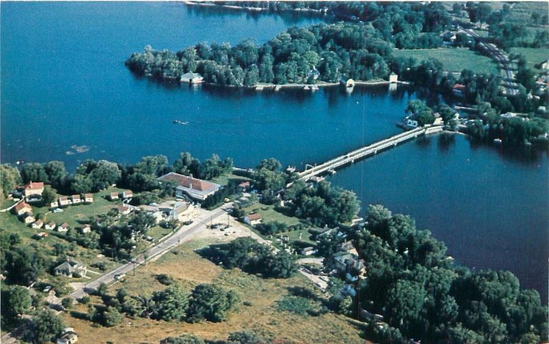 RIDEAU FERRY ONTARIO CANADA NEAR PERTH & SMITH FALLS  AERIAL VIEW POSTCARD 1960s