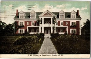 F. G. Shoudy's Residence, Rockford IL c1909 Vintage Postcard W26