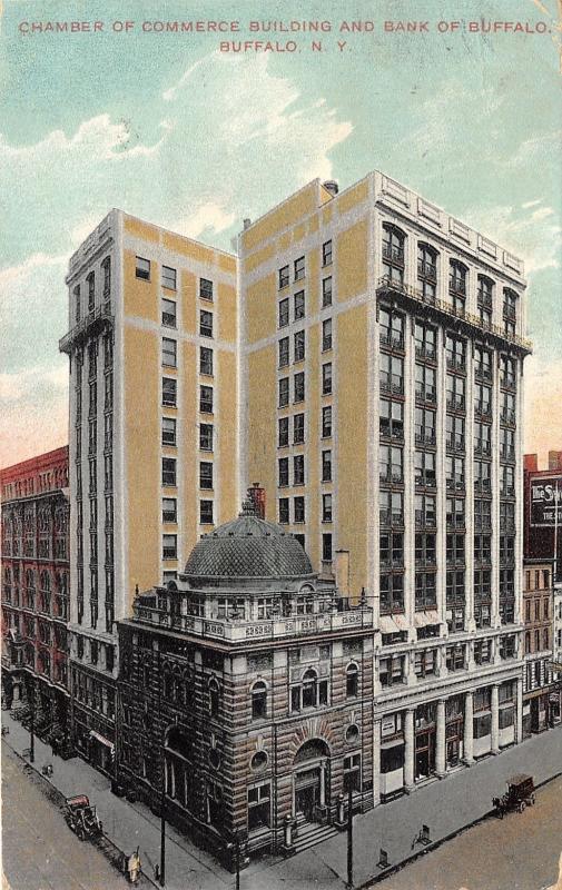 Buffalo New York~Chamber of Commerce Building & Bank of Buffalo~1909 Postcard