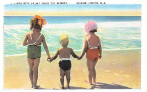 Seaside Heights New Jersey Children at Beach Vintage Postcard AA83374