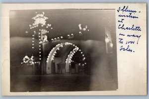 c1930's Amusement Park Illumination Charlotte New York NY RPPC Photo Postcard