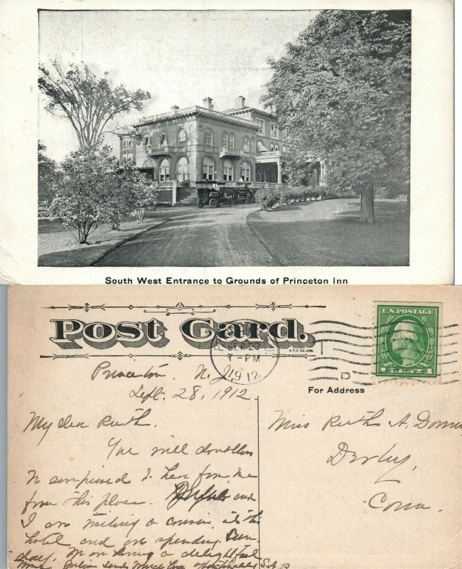 PRINCETON N.J. INN 1912 ANTIQUE POSTCARD HOTEL