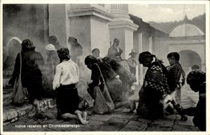 Chichicastenango Guatemala People Praying Steps of Church Vintage Postcard