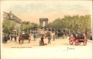 Paris France Avenue des Champs Elysees c1905 Street Scene Vintage Postcard