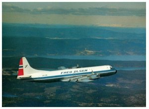 Fred Olsen Flyselskap A S Lockheed L 188 Electdra Airplane Postcard