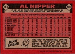 1986 Topps Baseball Card Al Nipper Boston Red Sox sk2624