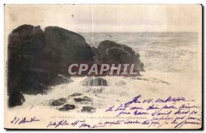 Old Postcard Penmarch View Storm at Monk Rocher Saint Guenole