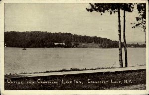 Cranberry Lake New York NY View from Cranberry Lake Inn Vintage Postcard