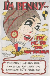 I'm Penny Fly Me To Nottingham Hot Air Balloon Advertising Postcard