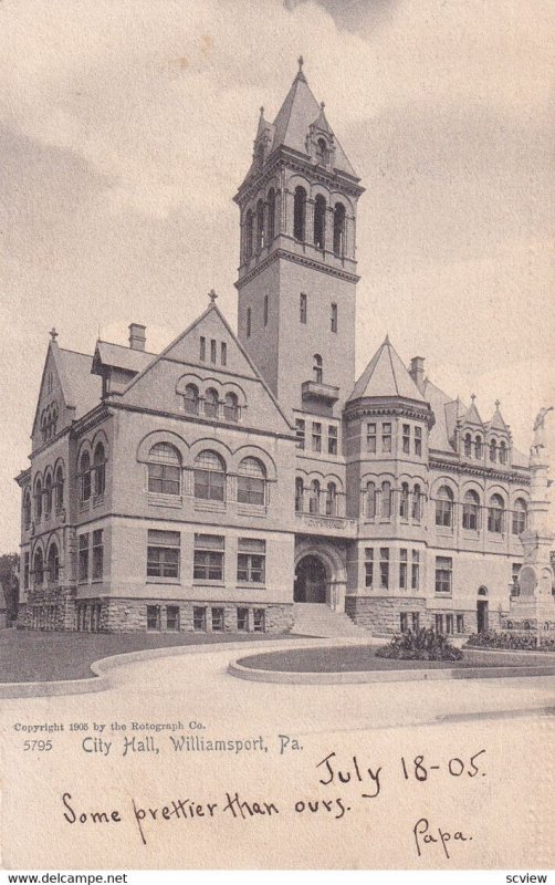 WILLIAMSPORT, Pennsylvania, PU-1905; City Hall