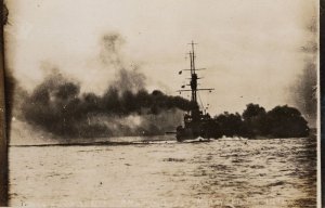 HMS Achilles WW1 Ship In Moray Scotland 1912 Real Photo Postcard