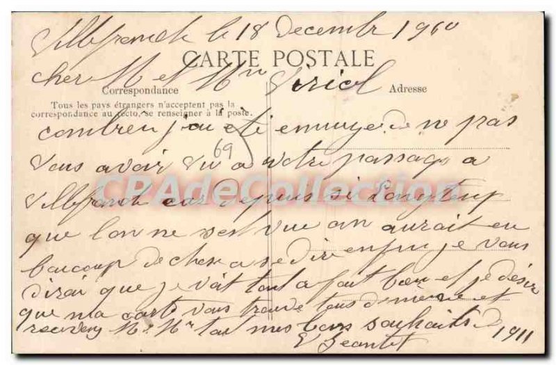 Old Postcard Villefranche Historical Monument