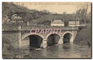 Old Postcard The Alps Mancelles Saint Leonard des Bois Old Bridge