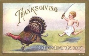 Thanksgiving 1910 minor wear left bottom corner, postal used 1910