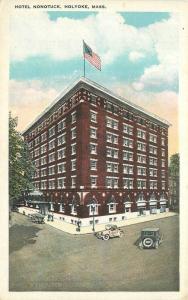 Autos Flag Hotel Nonotuck Holyoke Massachusetts 1920s Postcard Springfield 13278
