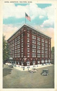 Autos Flag Hotel Nonotuck Holyoke Massachusetts 1920s Postcard Springfield 13278