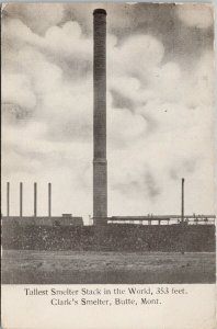 Clark's Smelter Butte MT Tallest Smelter in World Unused Postcard F64