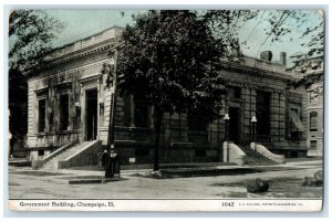 1909 Government Building Street View Champaign Illinois IL Antique Postcard