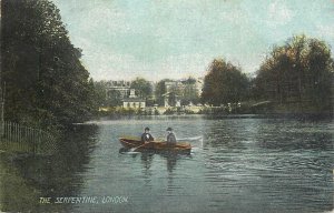 Navigation & sailing related postcard London serpentine rowboat