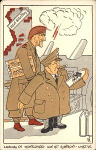 WWII Anti-Hitler Caricature Propaganda Churchill & Montgomery 1945 Postcard