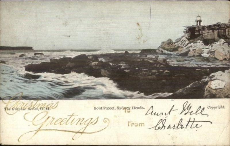 Sydney Heads Australia South Reef Lighthouse 1906 Postcard