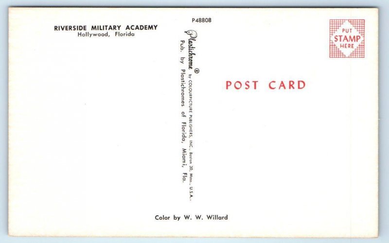 HOLLYWOOD, Florida FL ~ Cadets RIVERSIDE MILITARY ACADEMY School 1960s Postcard