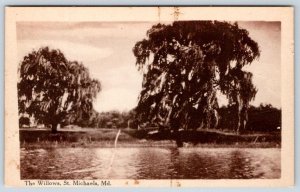 ST MICHAELS MD THE WILLOWS VINTAGE G L THOMPSON FISHERS ISLAND NY POSTCARD