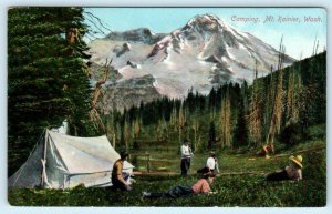 MT. RAINIER, Washington WA ~ Tent CAMPING Rainier National Park c1910s Postcard