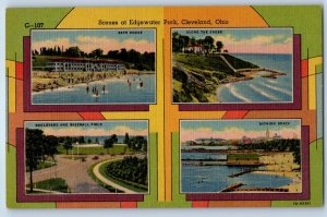 1940 Cleveland Ohio Postcard Edgewater Park Bath House Along Shore Boulevard