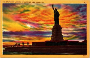 The Statue of Liberty at Sunrise New York City NY Postcard PC85