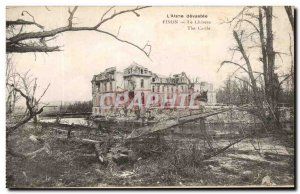 Old Postcard L & # 39Aisne devastated Pinon Chateau Militaria