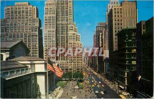 Modern Postcard Looking up Fifth Avenue Trom NY Public Library