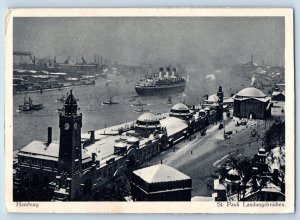 Hamburg Germany Postcard St. Pauli Landing Stages 1933 Vintage Posted