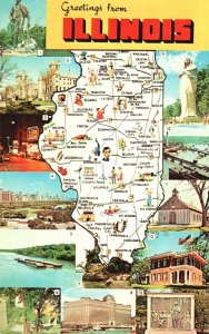 Vintage Postcard Greetings From Illinois Abraham Lincoln NE Salem State Park IL