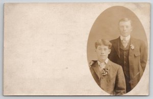 RPPC Two Handsome Young Men Floyd & James Dudley c1908 Real Photo Postcard C41